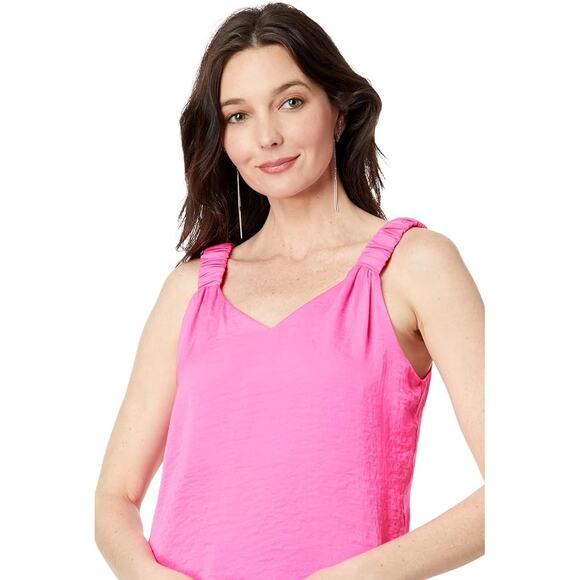 Vince Camuto Sleeveless Ruffle Strap Rumple Tank Fuchsia Women's Size M - Picture 2 of 10
